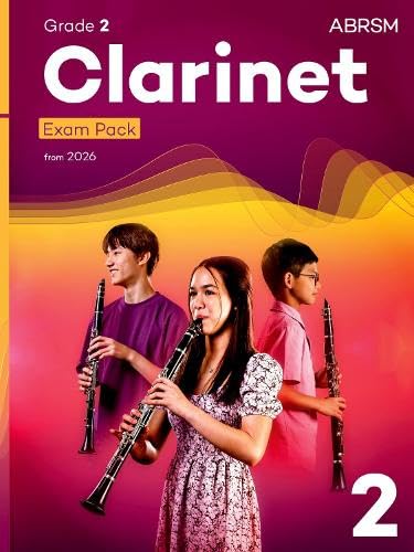 ABRSM Grade 2 Clarinet Exam Pack cover featuring three students playing clarinets.