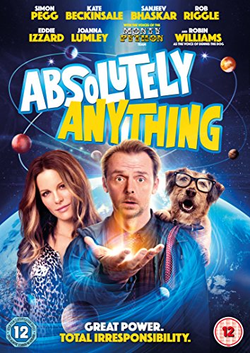Absolutely Anything" DVD cover with Simon Pegg, Kate Beckinsale, and a dog.