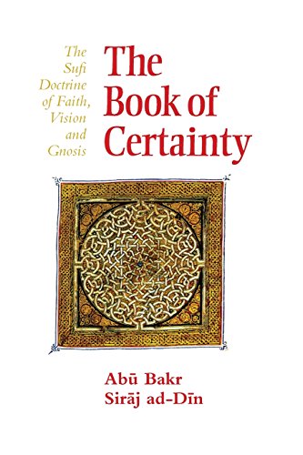 Book cover titled The Book of Certainty with a golden geometric Islamic art pattern.