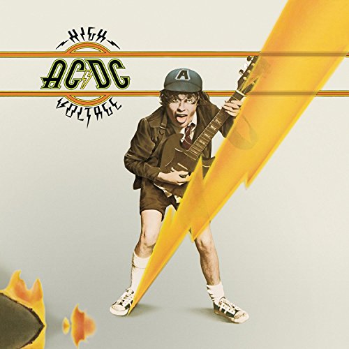 AC/DC “High Voltage” album cover with a schoolboy and lightning bolt.