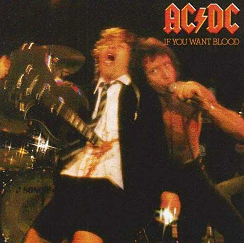 AC/DC album cover: live performance shot with band members.