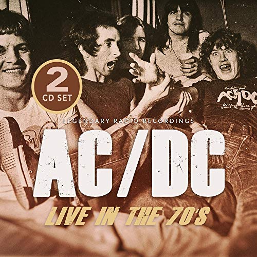 AC/DC band photo with “Live in the 70s” text and “2 CD Set” label.