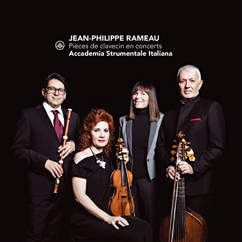 CD cover featuring four musicians with baroque instruments, dark background.
