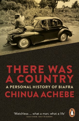Book cover: “There Was a Country” by Chinua Achebe, vintage car scene.