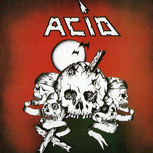 Album cover featuring the word ACID above a cluster of skulls on red background.