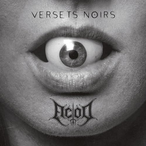 Black and white album cover featuring an eye within lips and logo.