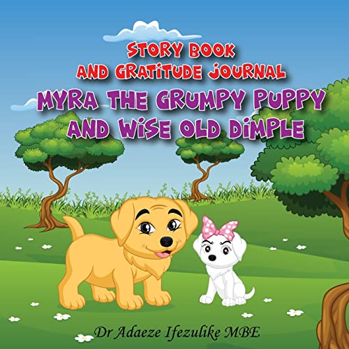 Book cover featuring a golden puppy and a small white dog in a green landscape.