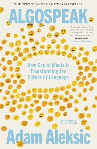 Book cover with title "Algospeak" surrounded by numerous yellow emoji faces.
