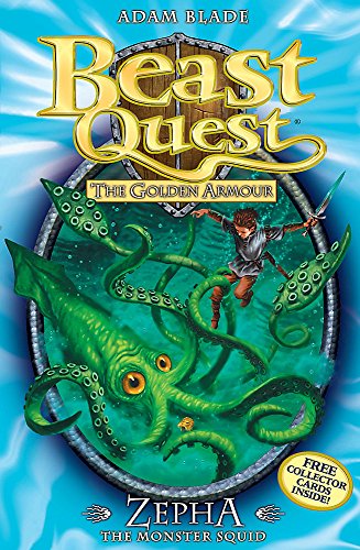 Book cover featuring a boy fighting a large green monster squid.