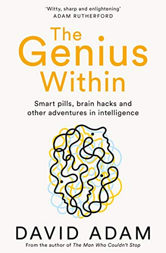 Book cover with abstract line-art faces and bold orange title text.