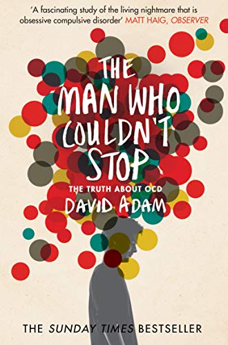 Book cover: "The Man Who Couldn't Stop" with colorful circles and a silhouette.