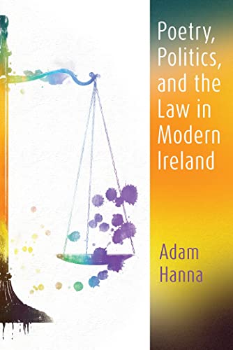 Book cover: scales of justice with paint splatters, title “Poetry, Politics…”