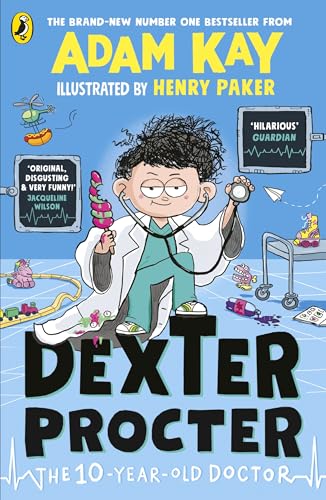 Cartoon boy in a doctor’s coat with stethoscope, book cover.