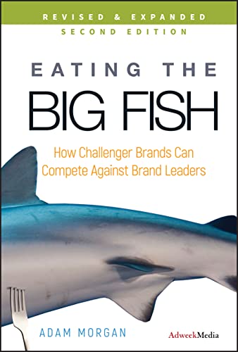 Book cover: "Eating the Big Fish" with a shark and fork image.