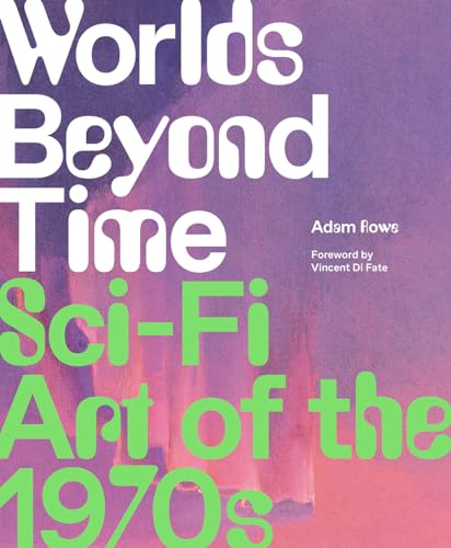 Book cover titled Worlds Beyond Time with white and green text on purple background.