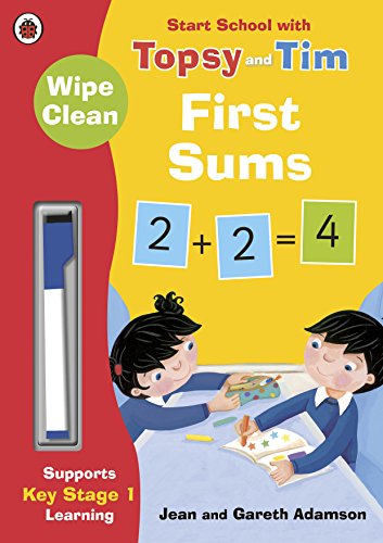 Wipe-Clean First Sums" book cover with children learning addition.