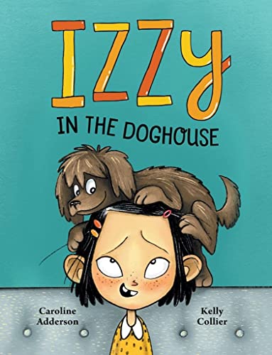 Book cover: girl with a brown dog resting on her head.