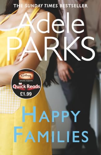 Book cover: woman in apron, man blurred in background, title “Happy Families”.