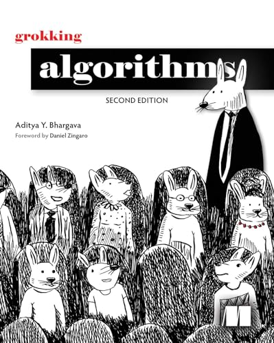 Book cover for Grokking Algorithms Second Edition featuring an illustration of cartoon rabbits in suits.