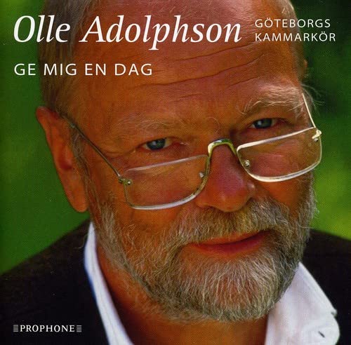 Close-up portrait of Olle Adolphson wearing glasses, album cover art.