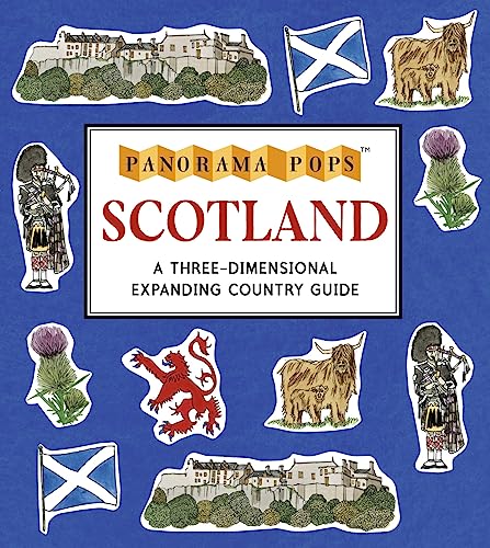 Book cover for "Scotland: Panorama Pops" featuring Scottish icons.