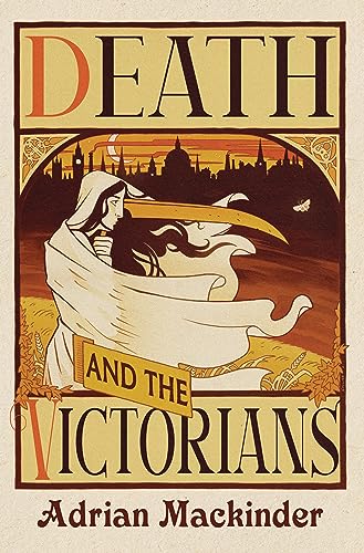 Book cover: skeletal figure with a scythe, Victorian London skyline.