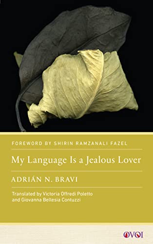 Book cover with dried leaves and title "My Language Is a Jealous Lover".