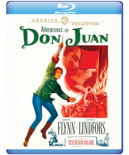 Blu-ray cover for Adventures of Don Juan featuring Errol Flynn and Viveca Lindfors.