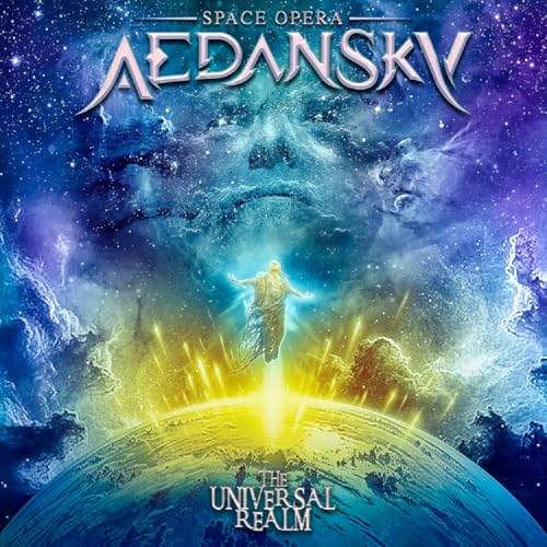 CD cover for Aedan Sky’s “Universal Realm” with cosmic imagery.
