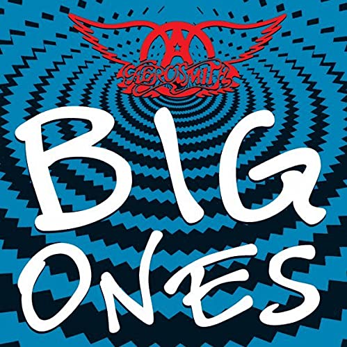 Aerosmith Big Ones CD cover with red logo over a blue and black pattern.