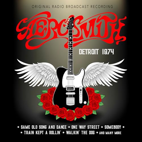 Aerosmith “Detroit 1974” CD cover with a guitar, wings, and roses.