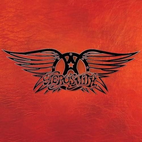 Aerosmith logo with black wings and a star on a red background.