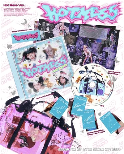 AESPA “HOT MESS” CD package with case, disc, cards, and tote bag.