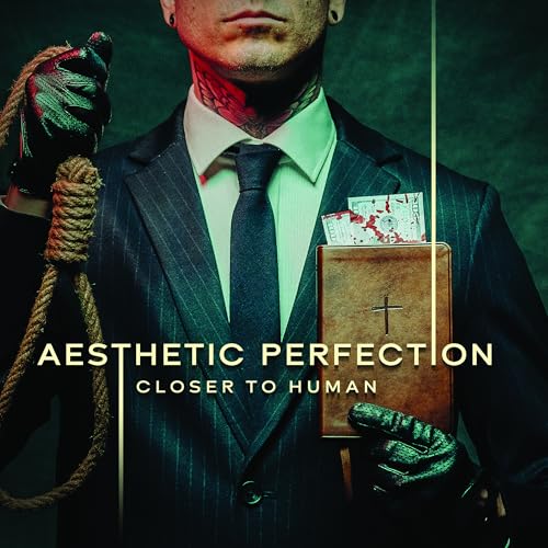 CD cover: man in suit with rope, book, and bloodied cards.