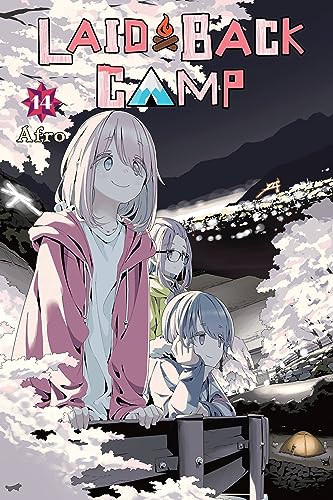 Manga cover with three young women and a camping scene backdrop.