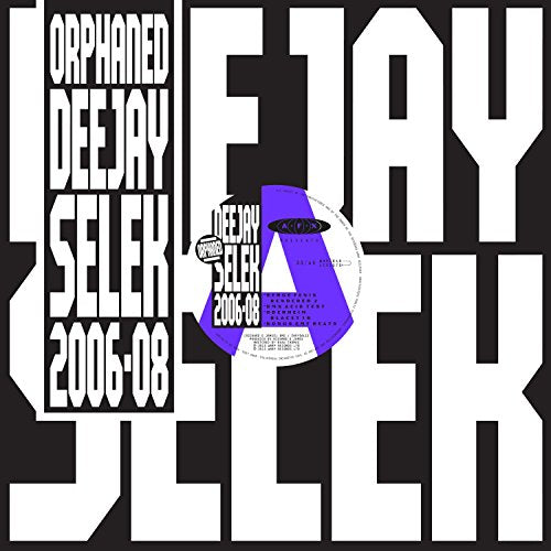 Album cover with bold white text on black background and a central purple label.