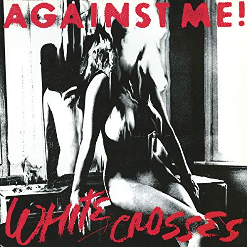 Black and white album cover featuring a woman sitting with red text overlay.