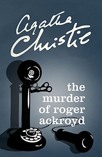 Agatha Christie novel cover: black telephone and scissors silhouette.