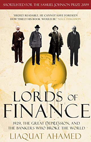 Book cover: four men in suits stand before a golden globe and text.