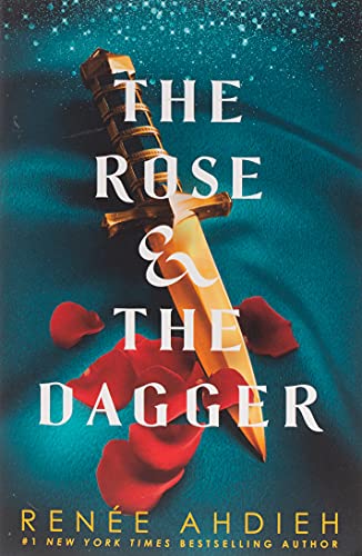 Book cover: dagger piercing red roses, dark teal background, white title.