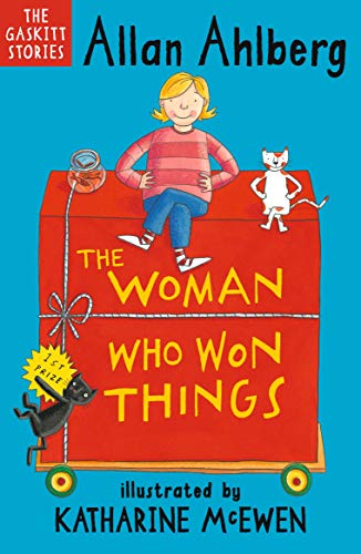 Book cover: girl on a red gift with cats and jam.