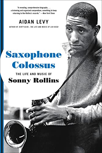 Book cover featuring a black and white portrait of jazz musician Sonny Rollins playing saxophone.