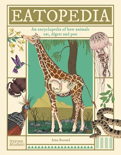 Book cover illustrating animal anatomy and feeding habits with giraffe, jellyfish, and beetle.