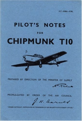Blue cover of “Chipmunk Pilots Notes” with an airplane illustration.