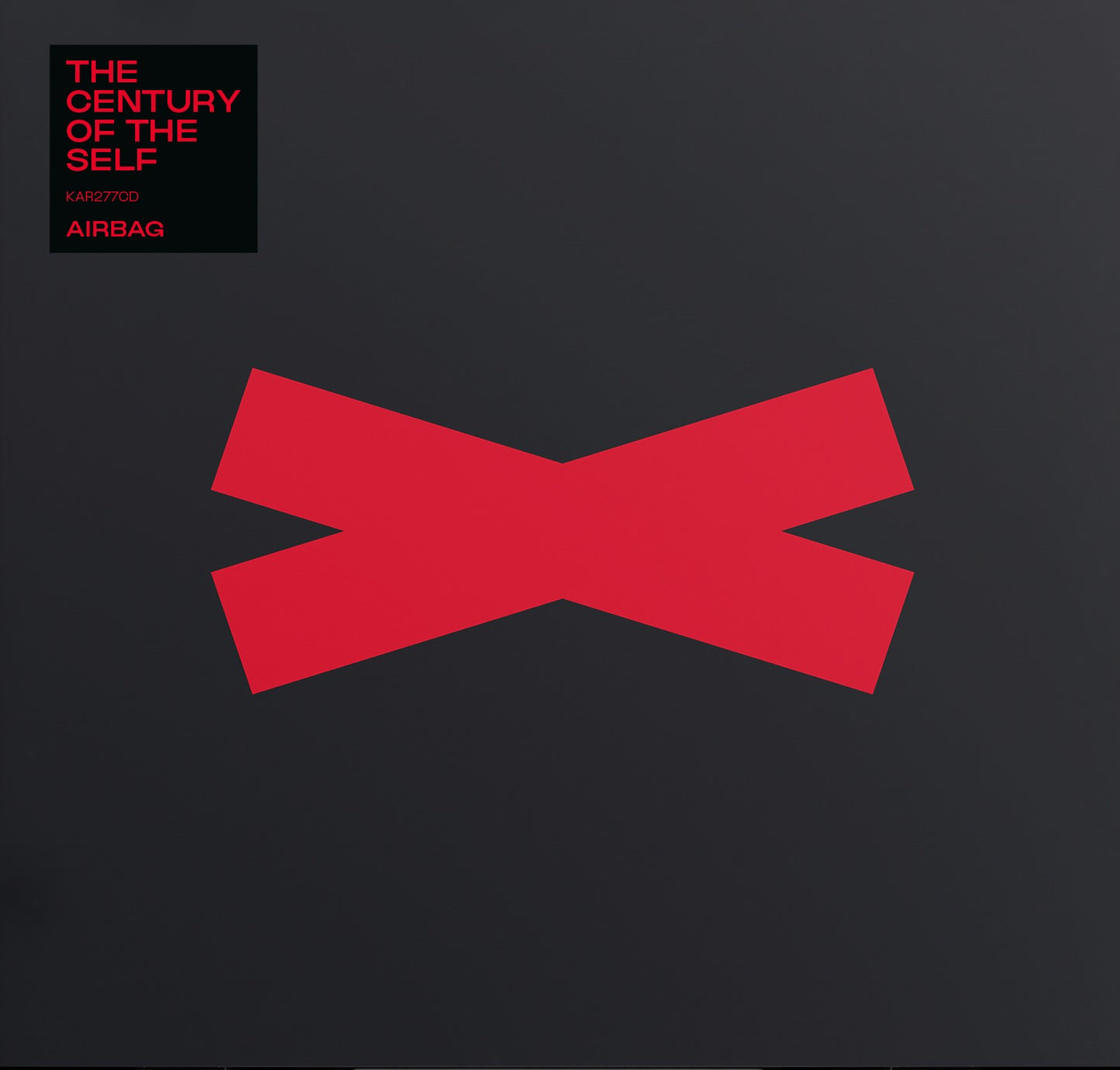 Airbag album cover: black background with red "X" and text.