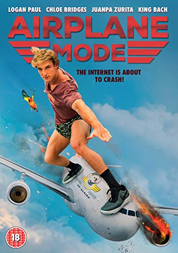DVD cover for "Airplane Mode" featuring a man riding a crashing plane.