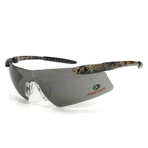 Sport sunglasses with patterned frames and mirrored lenses on a white background.