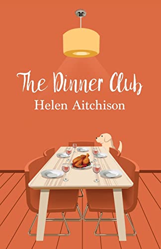 Book cover: dining table set for a meal, dog looking on.