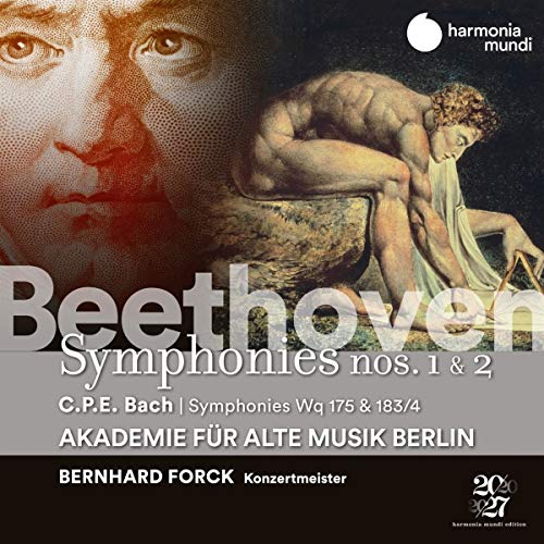 CD cover for Beethoven symphonies featuring classical artwork and text.