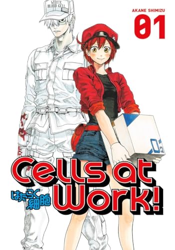 Manga cover featuring a White Blood Cell and a Red Blood Cell carrying a box.